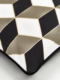 Vzorovaný povlak na polštář s černým lemováním Geo, 100 % bavlna, Krémově bílá, šedobéžová, zlatá, Š 45 cm, D 45 cm