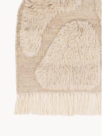 Grote wandobject Jakobsö van wol met franjes, 100% wol, Beige, B 62 x H 50 cm