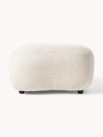 Pouf en peluche-bouclette Alba, Peluche-bouclette blanc cassé, larg. 70 x haut. 42 cm, courbé à droite