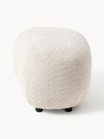 Pouf in teddy-bouclé Alba, Rivestimento: 100% poliestere (teddy bo, Teddy-bouclè bianco latte, Larg. 70 x Alt. 42 cm, curvatura a destra