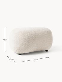 Pouf en peluche-bouclette Alba, Peluche-bouclette blanc cassé, larg. 70 x haut. 42 cm, courbé à droite