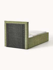 Letto singolo in velluto a coste con vano contenitore Dream, Rivestimento: velluto a coste (92% poli, Velluto a coste verde oliva, Larg. 90 x Lung. 200 cm