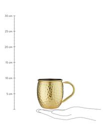 Mug Moscow Mule à surface martelée Spencer, 2 pièces, Acier inoxydable, émaillé, Couleur laitonnée, Ø 9 x haut. 10 cm