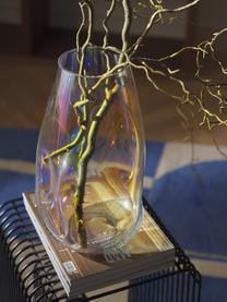 Veľká ručne fúkaná sklenená váza Rainbow, V 35 cm, Sklo, fúkané, Priehľadná, dúhová, Ø 20 x V 35 cm