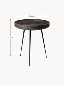 Ręcznie wykonany okrągły stolik pomocniczy z drewna dębowego Bowl, Blat: drewno dębowe lakierowane, Nogi: tworzywo sztuczne z recyk, Drewno naturalne lakierowane na ciemnobrązowo, Ø 46 x W 55 cm