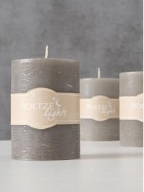 Set 3 candele pilastro Trent, 100% cera paraffinica, Grigio, Ø 7 x Alt. 10 cm