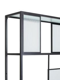 Metall-Standregal Skyler mit Glasplatten, Gestell: Metall, pulverbeschichtet, schwarz, 115 x 185 cm