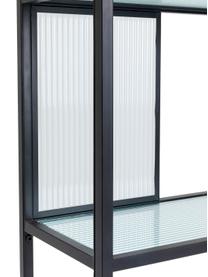 Metalen wandrek Skyler met glazen planken, Frame: gepoedercoat metaal, Plank: geribbeld veiligheidsglas, Zwart, 115 x 185 cm