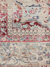 Tapis de couloir poils ras Vintage Kashan, Beige, rouge, bleu, larg. 60 x long. 185 cm