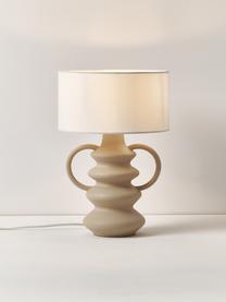 Lampada da tavolo in forma organica Luvi, Paralume: lino, Struttura: poliresina, Bianco, beige, Ø 32 x Alt. 47 cm