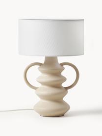 Tischlampe Luvi in organischer Form, Lampenschirm: Leinen, Weiß, Beige, Ø 32 x H 47 cm