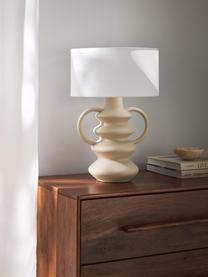 Tischlampe Luvi in organischer Form, Lampenschirm: Leinen, Weiß, Beige, Ø 32 x H 47 cm