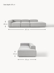 Chaise longue XL componibile Lennon, Rivestimento: 100% poliestere Con 115.0, Struttura: legno di pino massiccio, , Piedini: plastica Questo prodotto , Tessuto grigio, Larg. 357 x Prof. 119 cm, schienale a sinistra