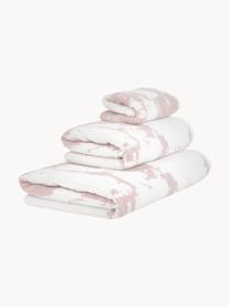 Set de toallas con estampado mármol Marmo, 3 uds., Rosa pálido, blanco, Set de 3 (toalla tocador, toalla lavabo y toalla ducha)