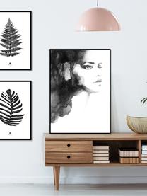 Oprawiony druk cyfrowy Jungle Leaf Black, Czarny, biały, S 30 x W 40 cm