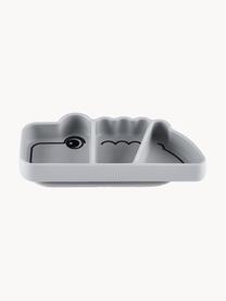 Assiette à goûter avec fonction Stick & Stay Croco, 100 % silicone, sans BPA, Gris clair, larg. 21 x haut. 3 cm