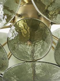 Plafondlamp Mireille van glas, Lampenkap: glas, Olijfgroen, goudkleurig, Ø 40 x H 36 cm