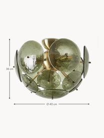 Plafón de vidrio Mireille, Pantalla: vidrio, Estructura: metal, Verde oliva, dorado, Ø 40 x Al 36 cm