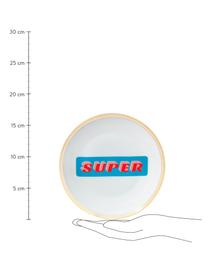 Porzellan-Frühstücksteller Super mit Aufschrift, Porzellan, Super, Ø 17 cm