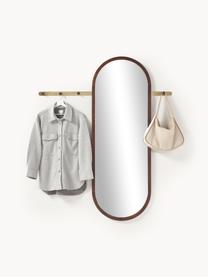 Oválné nástěnné zrcadlo s dřevěným rámem a háčky Ali, Hnědá, zlatá, Š 130 cm, V 155 cm