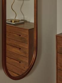 Oválné nástěnné zrcadlo s dřevěným rámem a háčky Ali, Mangové dřevo, zlatá, Š 130 cm, V 155 cm