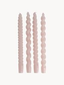 Velas candelabro Spiral, 4 uds., Cera, Rosa claro, Al 31 cm