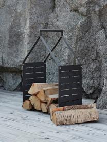 Panier à bois en métal Belfort, Aluminium enduit, Noir, larg. 40 x prof. 24 cm