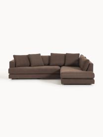 Sofa narożna Bouclé Tribeca, Tapicerka: Bouclé (93% poliester, 6%, Stelaż: drewno bukowe, drewno sos, Nogi: drewno sosnowe Ten produk, Ciemnobrązowy Bouclé, S 274 x G 192 cm, prawostronna