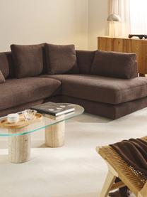 Sofa narożna Bouclé Tribeca, Tapicerka: Bouclé (93% poliester, 6%, Stelaż: drewno bukowe, drewno sos, Nogi: drewno sosnowe Ten produk, Ciemnobrązowy Bouclé, S 274 x G 192 cm, prawostronna