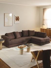 Sofa narożna Bouclé Tribeca, Tapicerka: Bouclé (93% poliester, 6%, Stelaż: drewno bukowe, drewno sos, Nogi: drewno sosnowe Ten produk, Ciemnobrązowy Bouclé, S 274 x G 192 cm, prawostronna