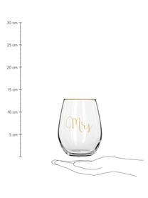 Glazenset Mr and Mrs met gouden opschrift, 2-delig, Glas, Transparant, goudkleurig, Ø 10 x H 13 cm