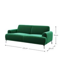 Sofá de terciopelo Puzo (2 plazas), Tapizado: 100% terciopelo de poliés, Patas: metal pintado, Verde oscuro, An 170 x F 84 cm