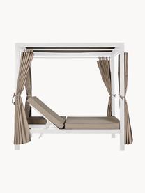 Dubbele zonnebed Dream met luifel, Frame: gepoedercoat aluminium, Geweven stof beige, wit, B 188 x H 205 cm