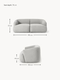 Modulares Bouclé-Sofa Sofia (2-Sitzer), Bezug: Bouclé (100 % Polyester) , Gestell: Fichtenholz, Spanplatte, , Füße: Kunststoff Dieses Produkt, Bouclé Hellgrau, B 190 x T 103 cm