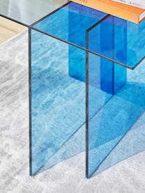 Skleněný odkládací stolek Anouk, Sklo, Modrá, transparentní, Š 42 cm, V 50 cm