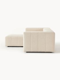 Modulares Bouclé-Sofa Lena (3-Sitzer) mit Hocker, Bezug: Bouclé (93 % Polyester, 6, Gestell: Kiefernholz, Schichtholz,, Füße: Kunststoff, Bouclé Hellbeige, B 209 x T 181 cm