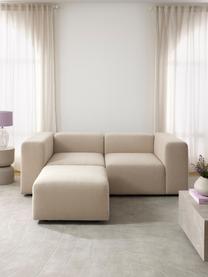 Modulares Bouclé-Sofa Lena (3-Sitzer) mit Hocker, Bezug: Bouclé (93 % Polyester, 6, Gestell: Kiefernholz, Schichtholz,, Füße: Kunststoff, Bouclé Hellbeige, B 209 x T 181 cm