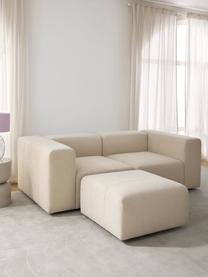 Sofá modular bouclé Lena (3 plazas), con reposapiés, Tapizado: tejido (88% poliéster, 12, Estructura: madera de pino, contracha, Patas: plástico, Bouclé beige claro, An 209 x F 181 cm