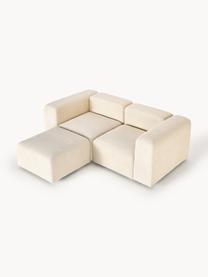 Modulares Bouclé-Sofa Lena (3-Sitzer) mit Hocker, Bezug: Bouclé (93 % Polyester, 6, Gestell: Kiefernholz, Schichtholz,, Bouclé Hellbeige, B 209 x T 181 cm