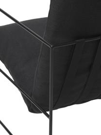 Polstersessel Wayne mit Metall-Gestell, Bezug: 80% Polyester, 20% Leinen, Gestell: Metall, pulverbeschichtet, Webstoff Schwarz, B 69 x T 74 cm