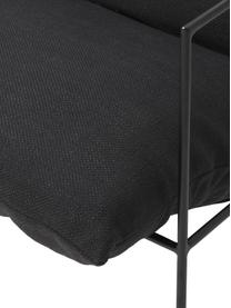 Polstersessel Wayne mit Metall-Gestell, Bezug: 80% Polyester, 20% Leinen, Gestell: Metall, pulverbeschichtet, Webstoff Schwarz, B 69 x T 74 cm