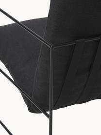 Gestoffeerde fauteuil Wayne, Bekleding: 80% polyester, 20% linnen, Frame: gepoedercoat metaal, Geweven stof zwart, B 69 x D 74 cm