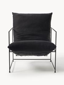 Fauteuil rembourré Wayne, Tissu noir, larg. 69 x prof. 74 cm