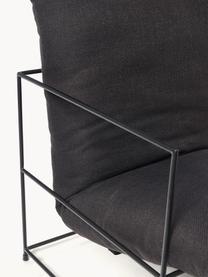 Fotel tapicerowany Wayne, Tapicerka: 80% poliester, 20% len Dz, Stelaż: metal malowany proszkowo, Czarna tkanina, S 69 x G 74 cm
