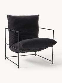 Fauteuil rembourré Wayne, Tissu noir, larg. 69 x prof. 74 cm