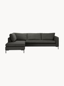 Sofa narożna Luna, Tapicerka: 100% poliester z certyfik, Stelaż: lite drewno bukowe, sklej, Nogi: metal galwanizowany, Antracytowa tkanina, S 280 x G 184 cm, lewostronna