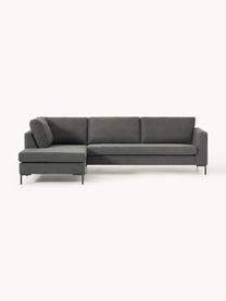 Sofa narożna Luna, Tapicerka: 100% poliester z certyfik, Stelaż: lite drewno bukowe, sklej, Nogi: metal galwanizowany Mater, Antracytowa tkanina, S 280 x G 184 cm, lewostronna