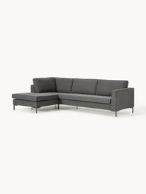 Sofa narożna Luna, Tapicerka: 100% poliester z certyfik, Stelaż: lite drewno bukowe, sklej, Nogi: metal galwanizowany Mater, Antracytowa tkanina, S 280 x G 184 cm, lewostronna