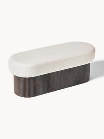 Banc rembourré avec espace de rangement Nala, Tissu beige, bois foncé, larg. 122 x prof. 48 cm