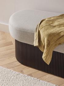 Čalouněná lavice s úložným prostorem Nala, Béžová, tmavé dřevo, Š 122 cm, H 48 cm